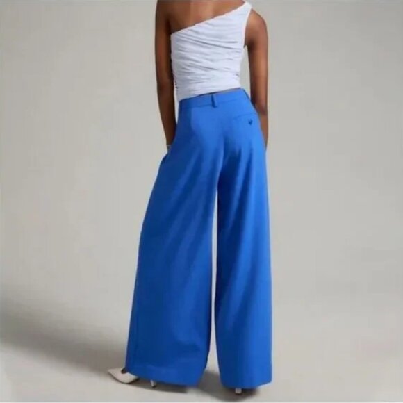 Maeve by Anthropologie The Avery Cobalt Blue Pleated Wide Leg Trouser Plus 24W - Picture 2 of 10